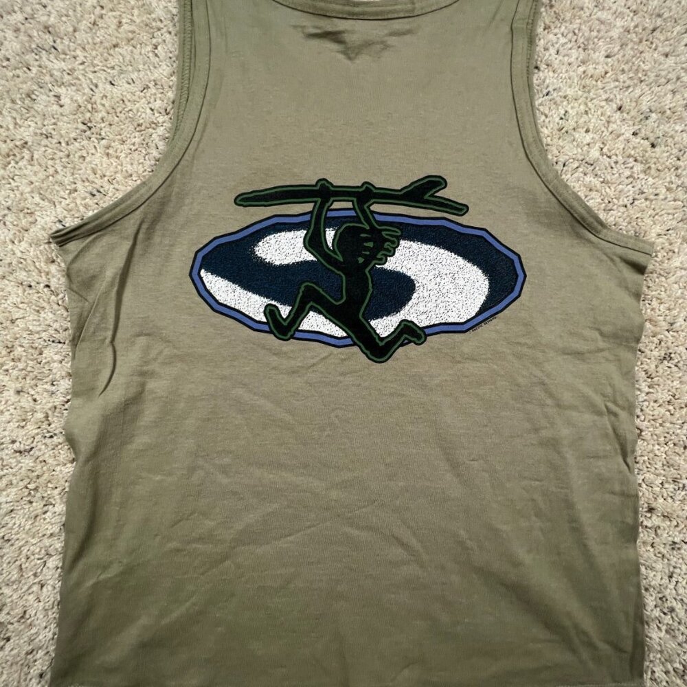 VTG Mendocino California Tank Top Green w Graphic Cotton Usa Medium Basicss ￼